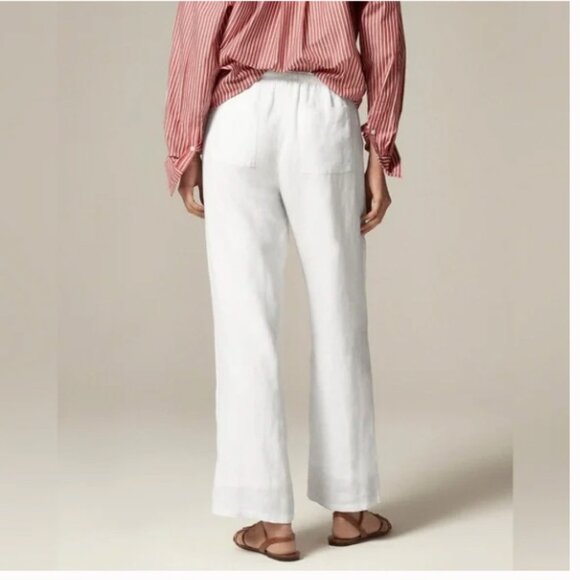 J.Crew Soleil Pant Linen White Straight Leg Size Small - Picture 2 of 11